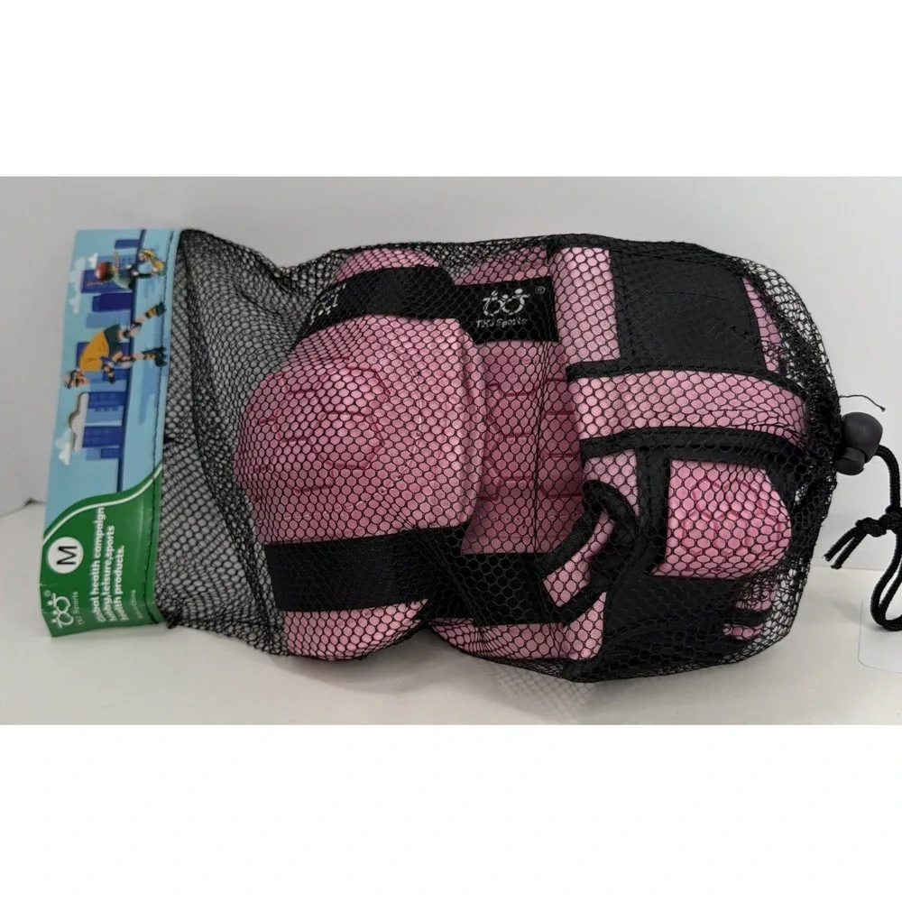 Kids Knee Pads Elbow Pads Wrist Guards Protective Gear Set Pink 6 Pcs Medium NWT